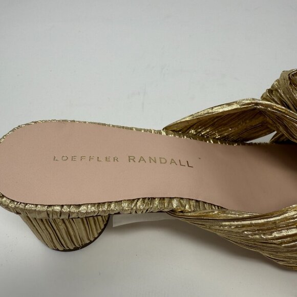 Loeffler Randall Emilia Knot Slide Sandal Women's 6 B Gold Kitten Heels Bow NWOB - Picture 8 of 11